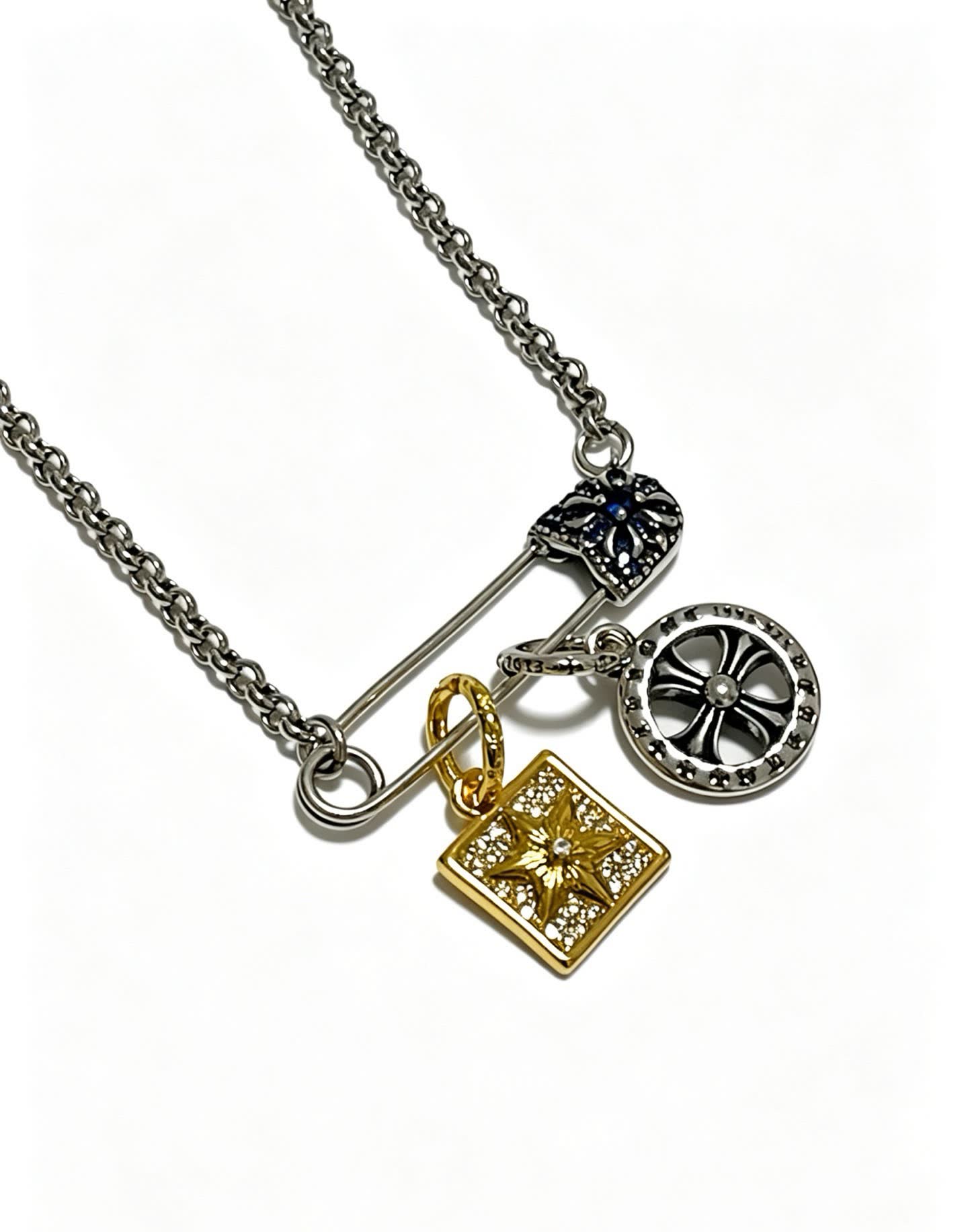 Chrome Hearts Necklace with Square and Round Charms